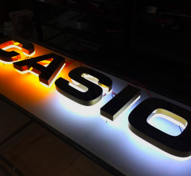 CASIO GOLDEN STEEL BACKLIT GLOW SIGN BOARD SIGNAGE